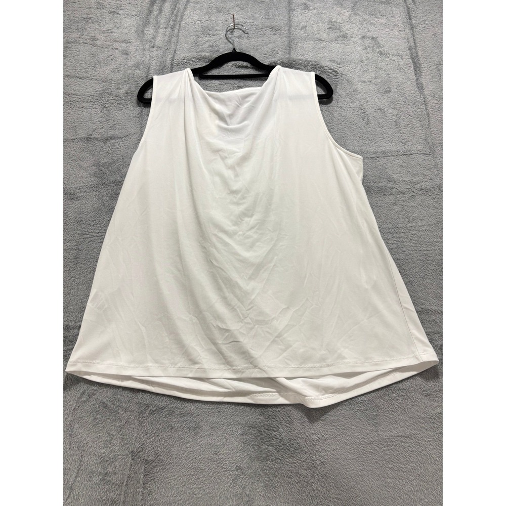 Jones Studio 1X White Tank Top Womens Sleeveless Pleated Neck Minimalist NWT